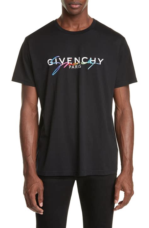 givenchy paris rainbow t shirt|Givenchy t shirt with holes.